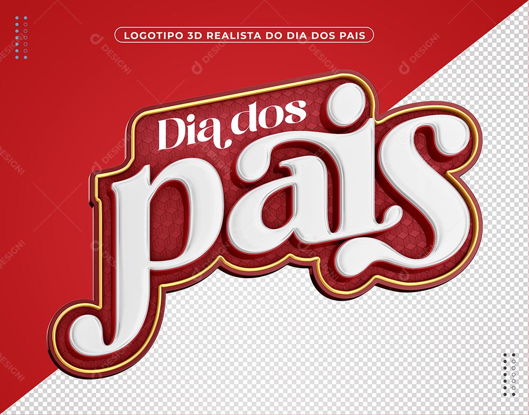 Dia dos Pais Selo 3D Vermelho e Branco para Composição PSD