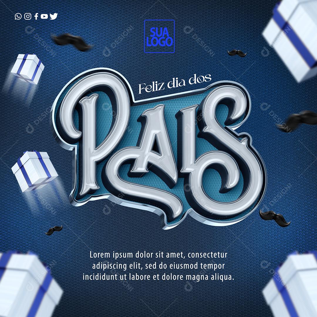 Social Media Feliz Dia dos Pais 14 de Agosto PSD Editável