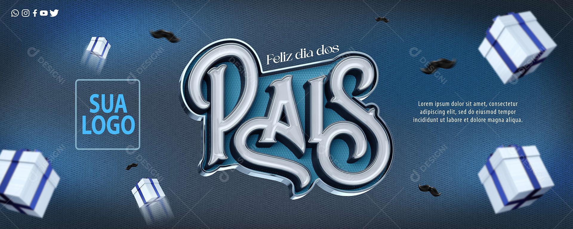 Banner Feliz dia dos Pais 14 de Agosto Social Media PSD Editável