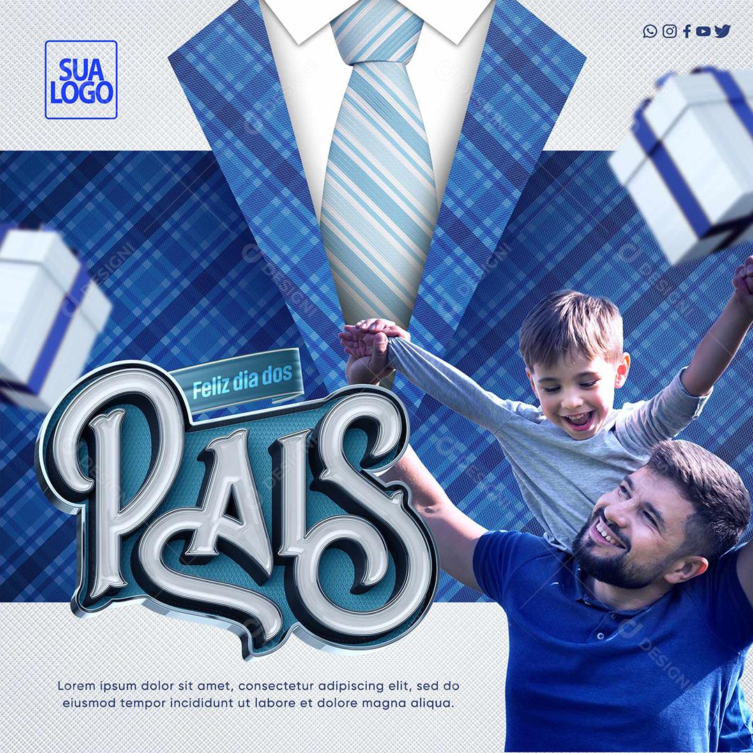 Social Media Feliz Dia dos Pais 14 de Agosto PSD Editável