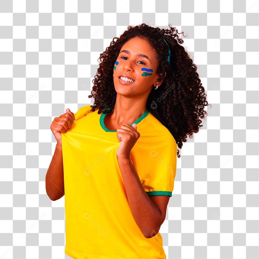 Fã brasileira comemorando gol