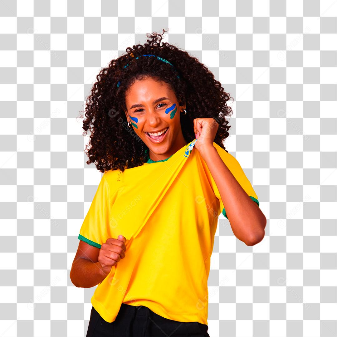 Mulher Com camisa Amarela do brasil Copa Do Mundo Camisa De Jogador