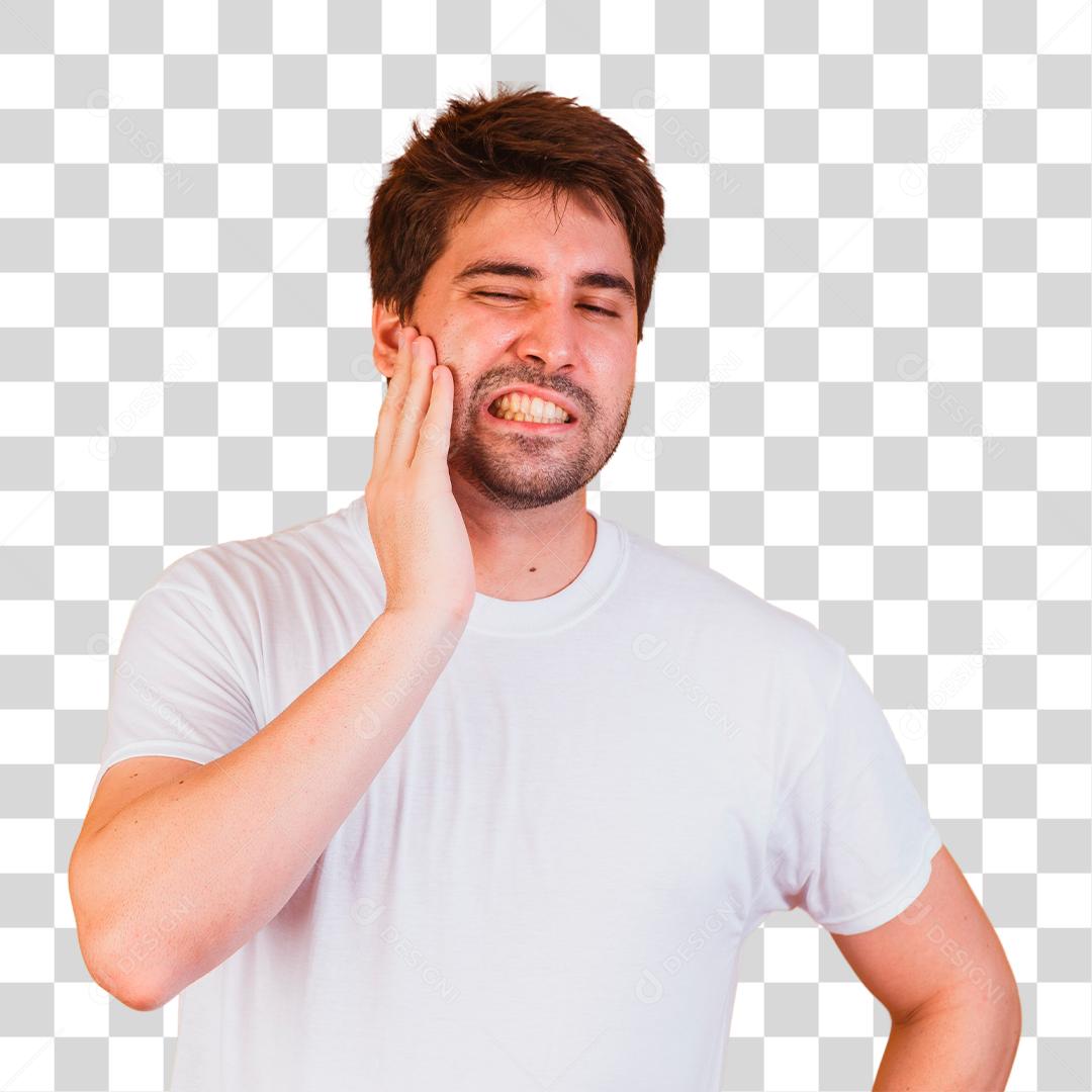 jovem com dor de dente. conceito de dentista