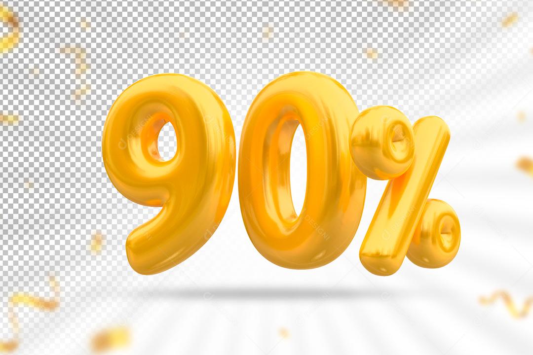 Número 3D 90% Dourado Elemento Para Composição PSD