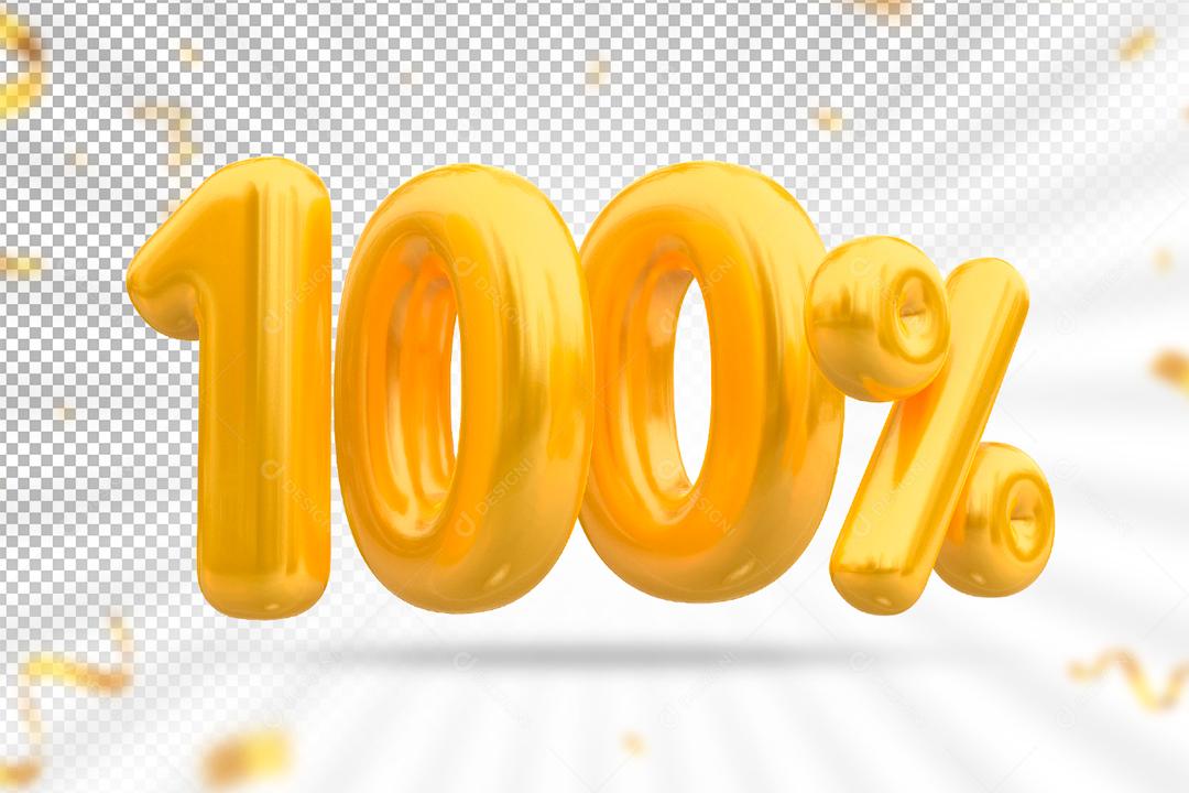 Número 3D 100% Dourado Elemento Para Composição PSD