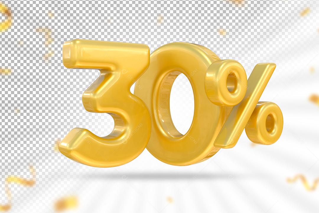 Número 3D 30% Dourado Elemento Para Composição PSD