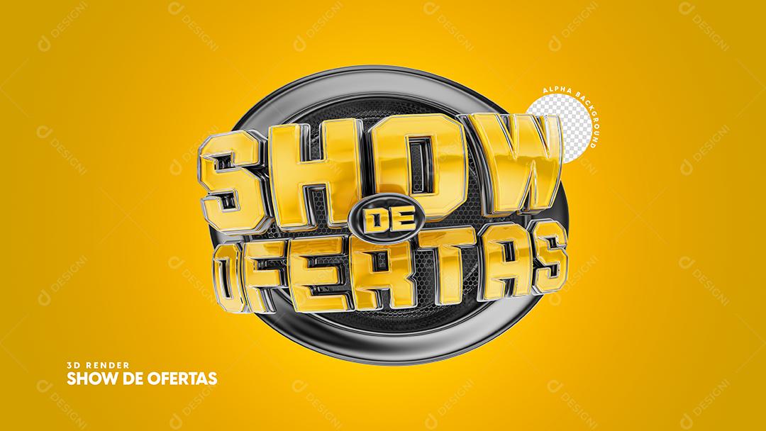 Show de Ofertas Selo 3D Dourado e Preto para Composição PSD