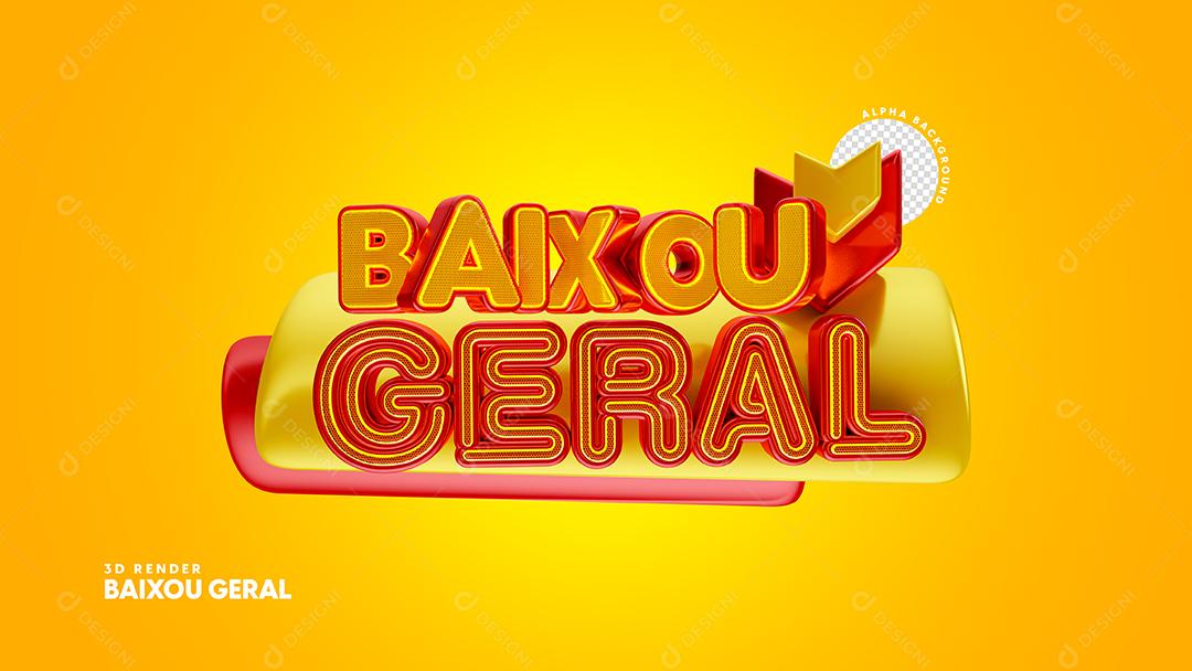 Baixou Geral Selo 3D Amarelo e Vermelho para Composição PSD