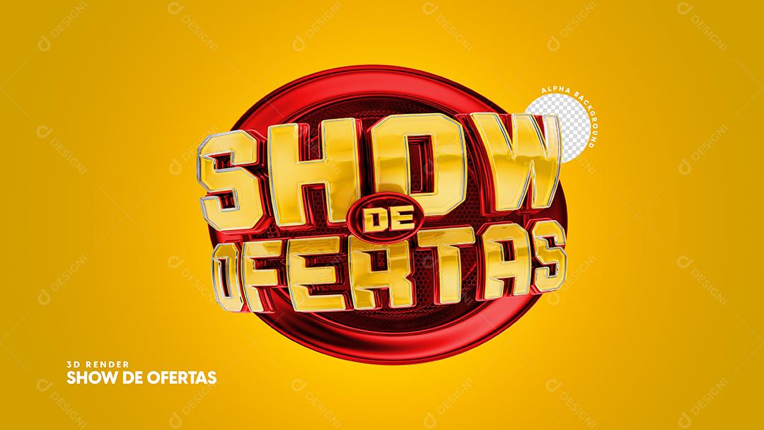 Show de Ofertas Selo 3D Dourado e Vermelho para Composição PSD