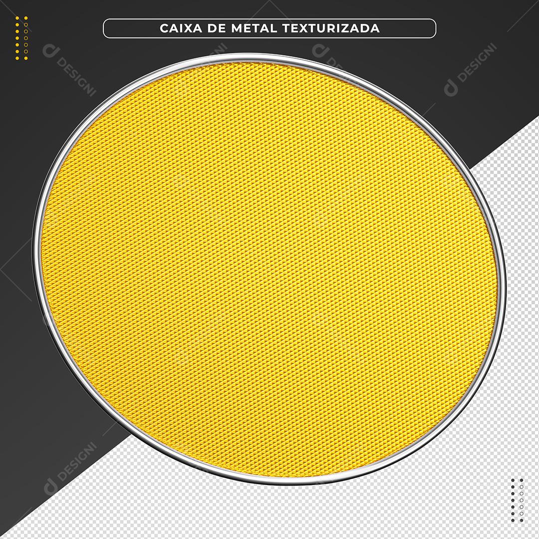 Caixa de Metal Texturalizada Amarelo Elemento 3D para Composição PSD