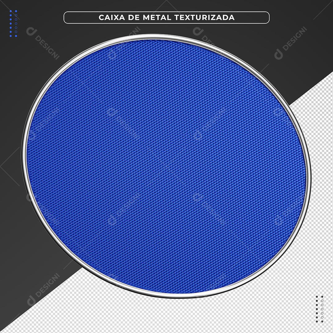 Caixa de Metal Texturalizada Azul Elemento 3D para Composição PSD