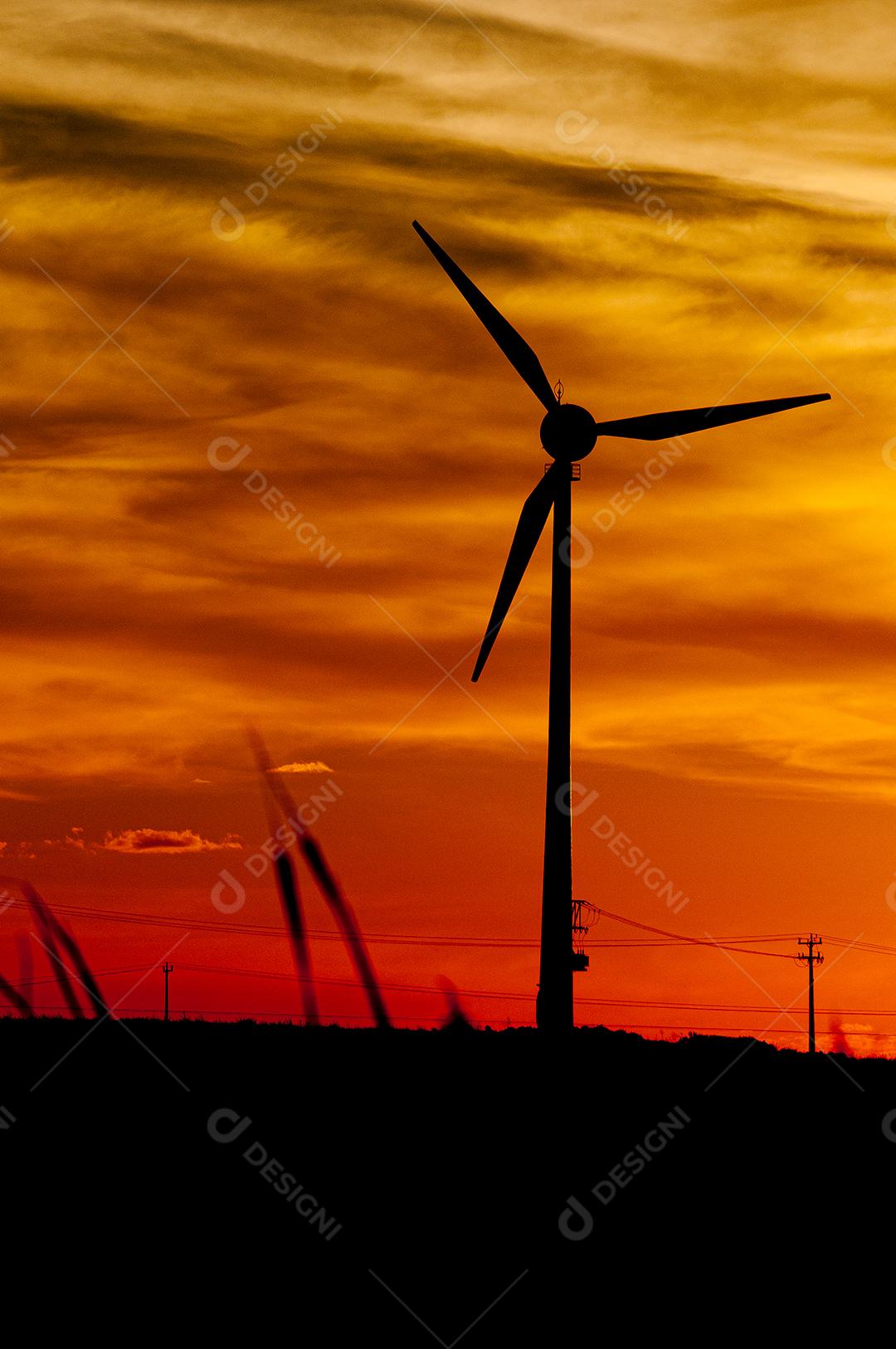 Geradores de transmissão de energia eólica em campos em Santa Catarina, Brasil