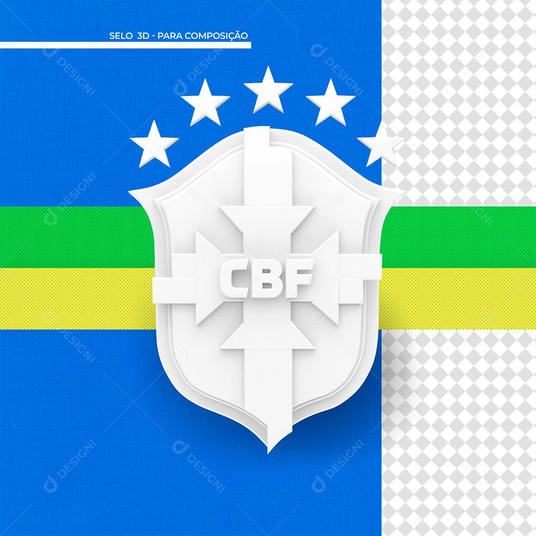 Brasão 3D da CBF Branco Elemento para Composição PSD