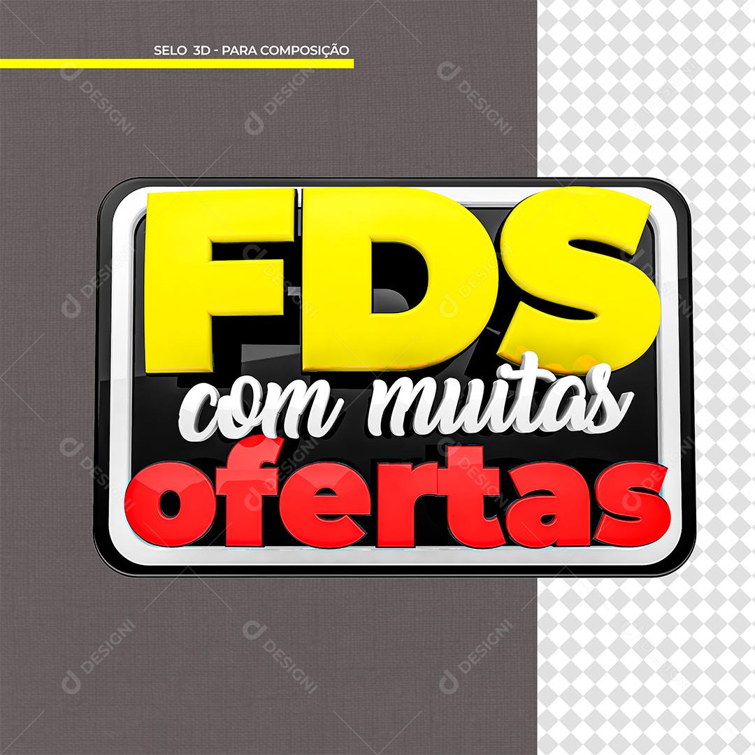 FDS com Muitas Ofertas Selo 3D Amarelo e Vermelho para Composição PSD