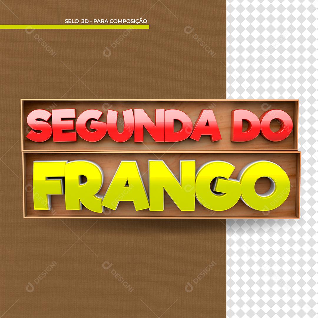 Segunda do Frango Selo 3D Vermelho e Amarelo para Composição PSD