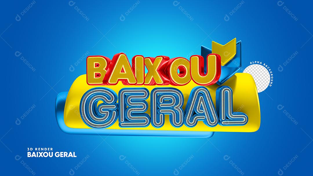 Baixou Geral Selo 3D Amarelo e Azul para Composição PSD