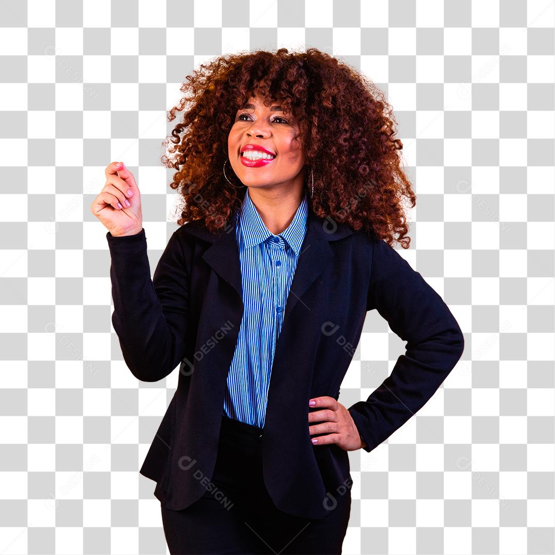 Mulher de negócios animada olhando para cima