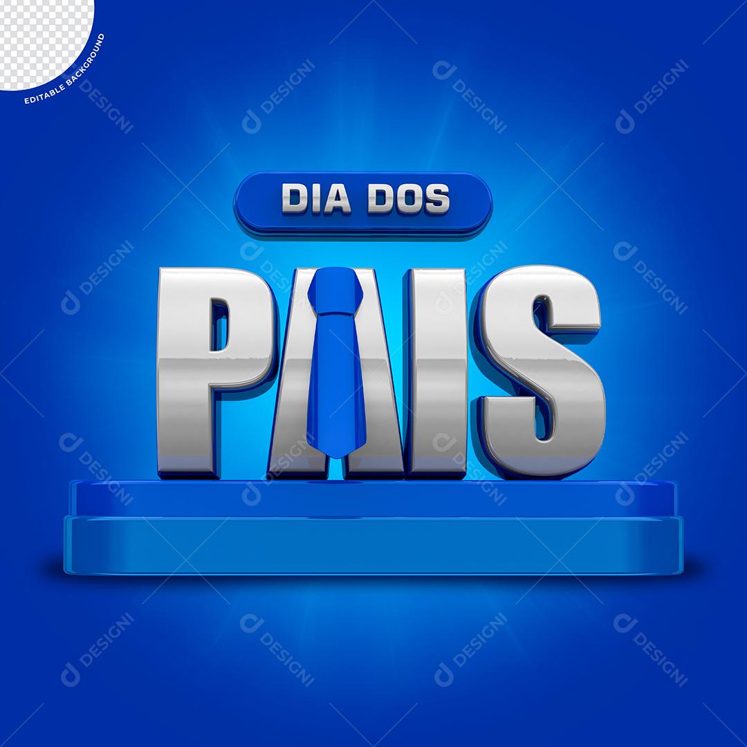 Dia dos Pais Selo 3D Azul para Composição PSD