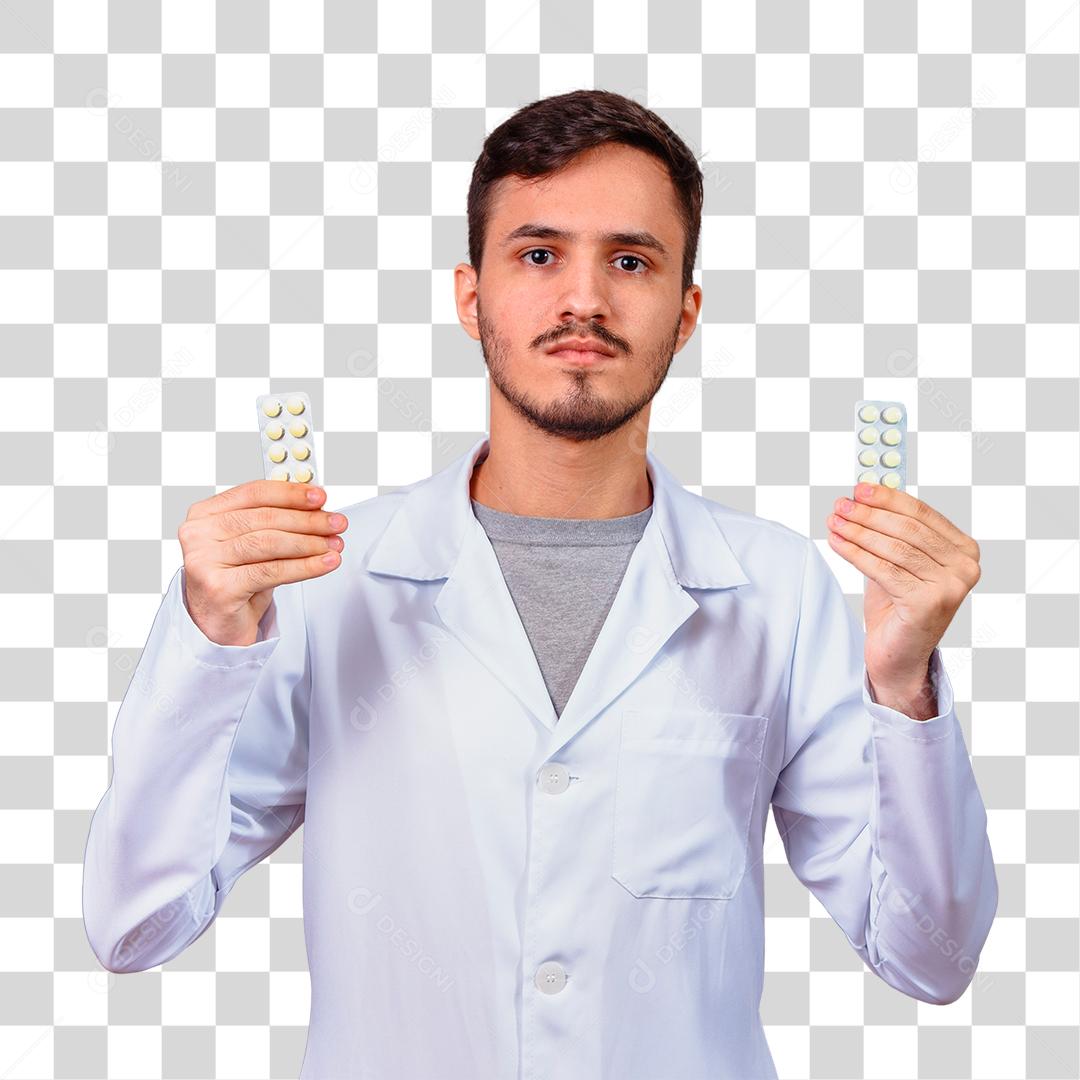 Médico Segurando Comprimidos De Remédios Brancos