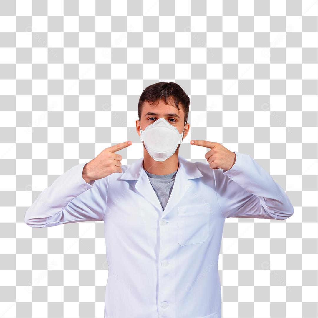 Médico de máscara apontando pro seu rosto
