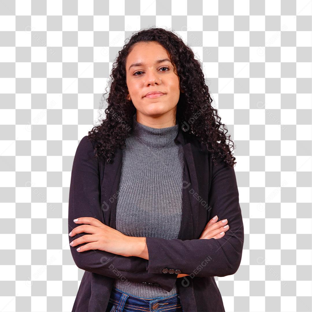 Smiling businesswoman with arms crossed