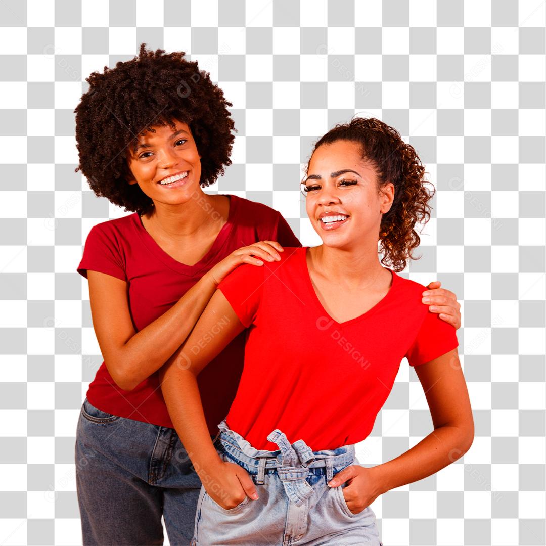 Jovens amigas afro bonitas e felizes sorrindo