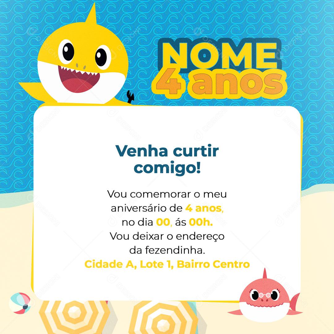 Modelo de Convite de Aniversário Infantil Social Media PSD Editável