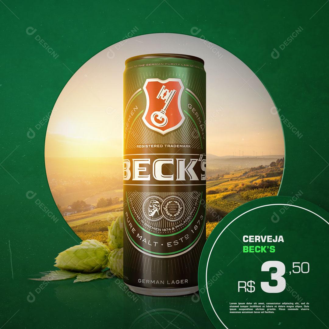 Post Bebidas Cerveja Gelada Becks Social Media PSD Editável