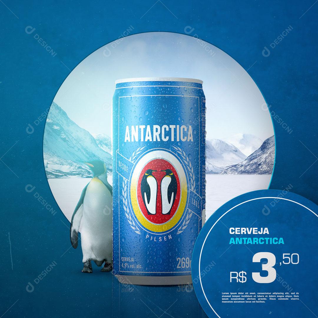 Post Bebidas Cerveja Antarctica Gelada Social Media PSD Editável