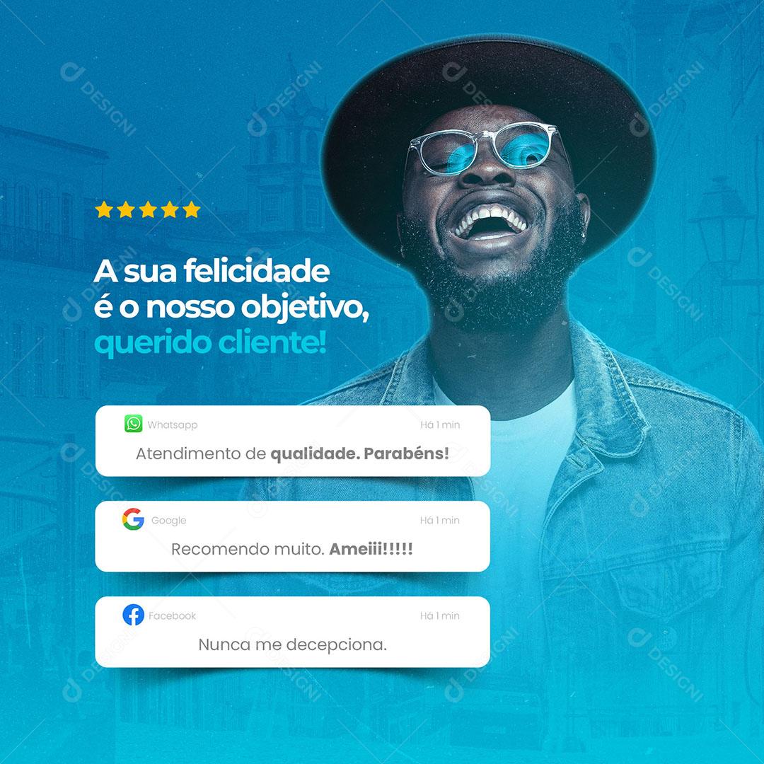 Feedback Atendimento de Qualidade Social Media PSD Editável