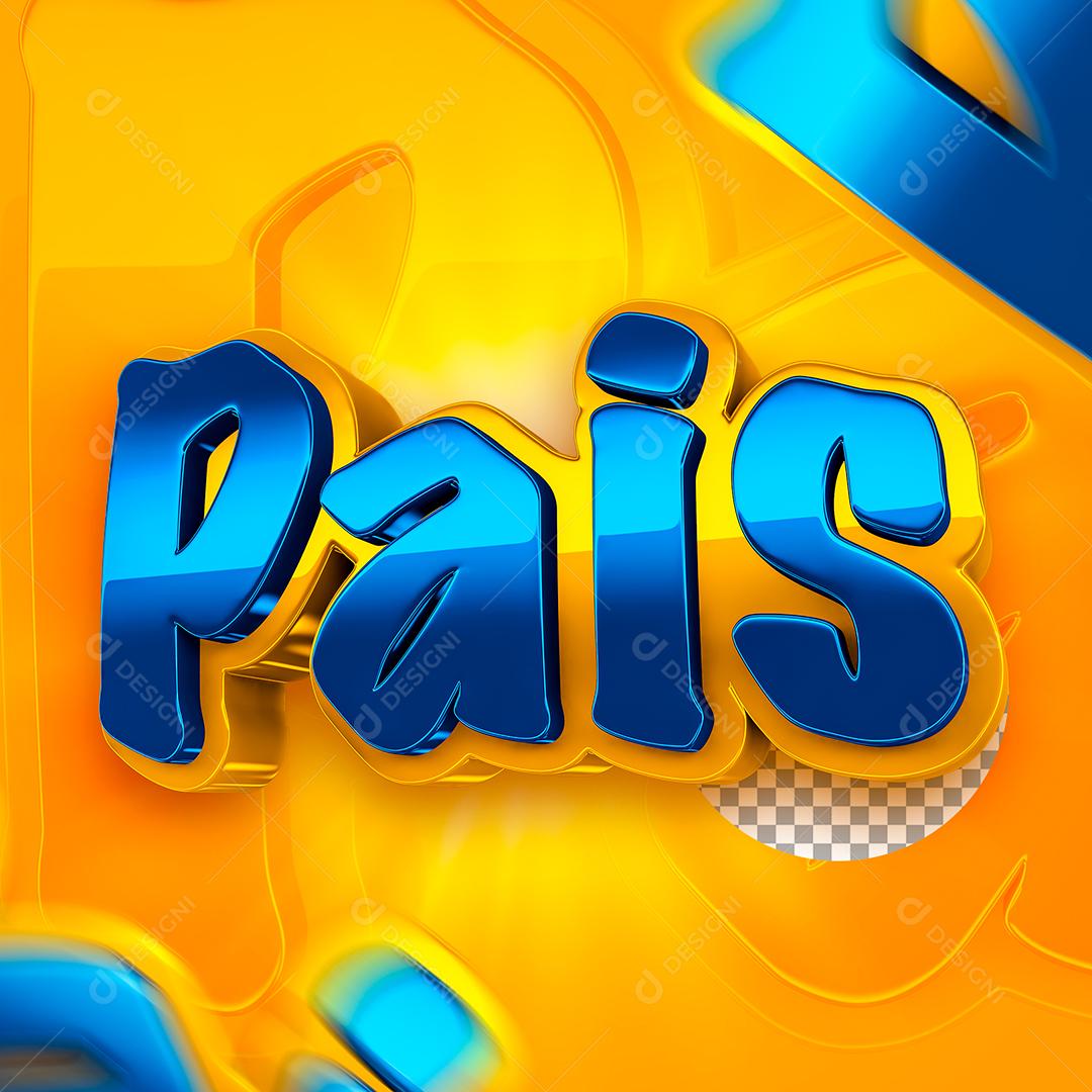 Texto 3D Pais Azul e Amarelo para Composição PSD