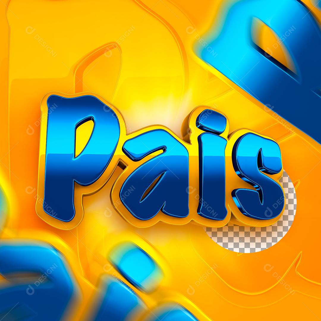 Texto 3D Pais Azul e Amarelo para Composição PSD