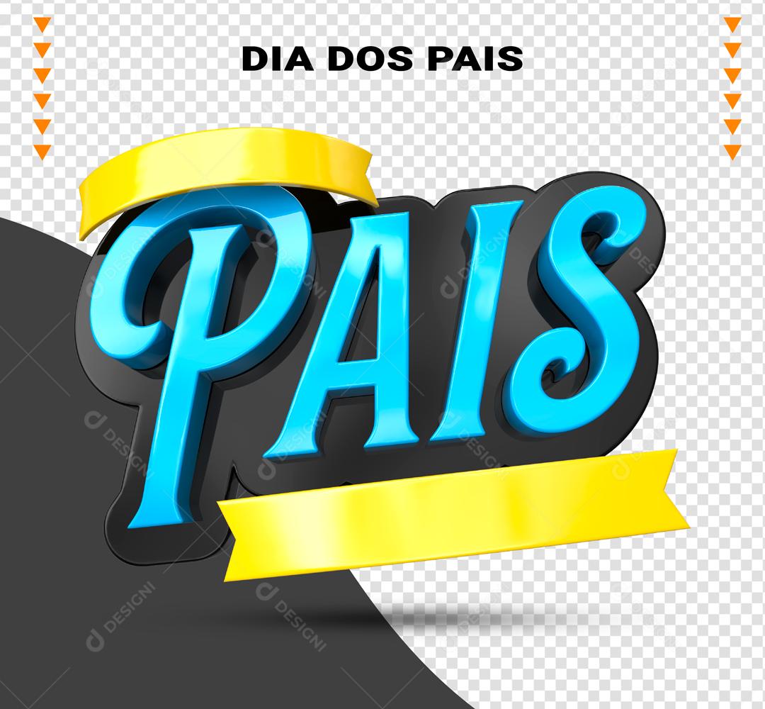 Pais Selo 3D Azul e Preto para Composição PSD