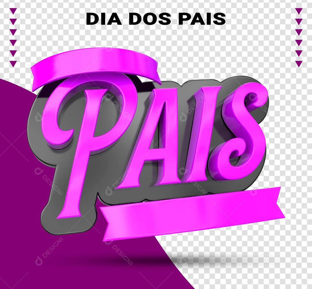 Pais Selo 3D Rosa e Preto para Composição PSD