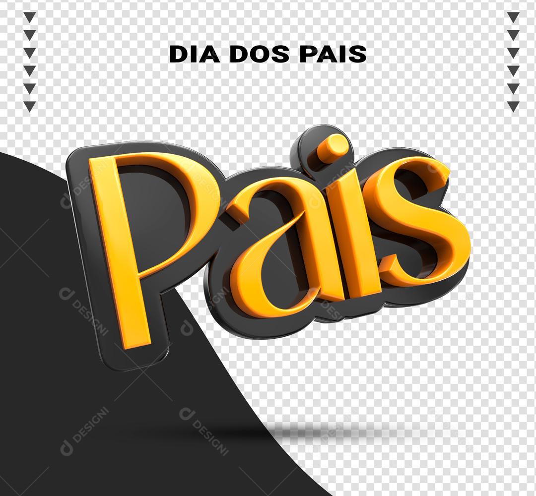 Pais Texto 3D Laranjado e Preto para Composição PSD