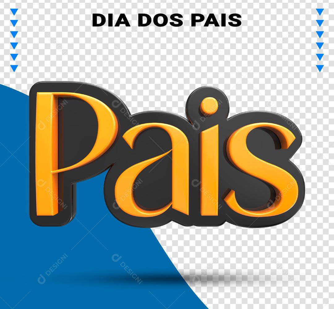 Pais Laranjado e Preto Texto 3D para Composição PSD