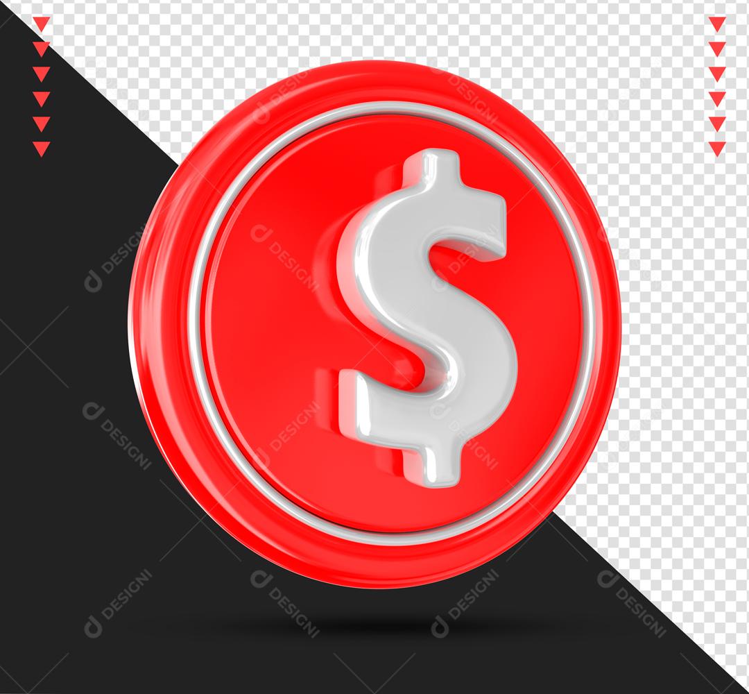Red and Silver 3D Dollar Sign Element For Composition PSD
