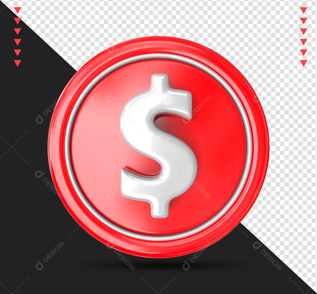 Cifrão 3D Vermelho Elemento Para Composição PSD