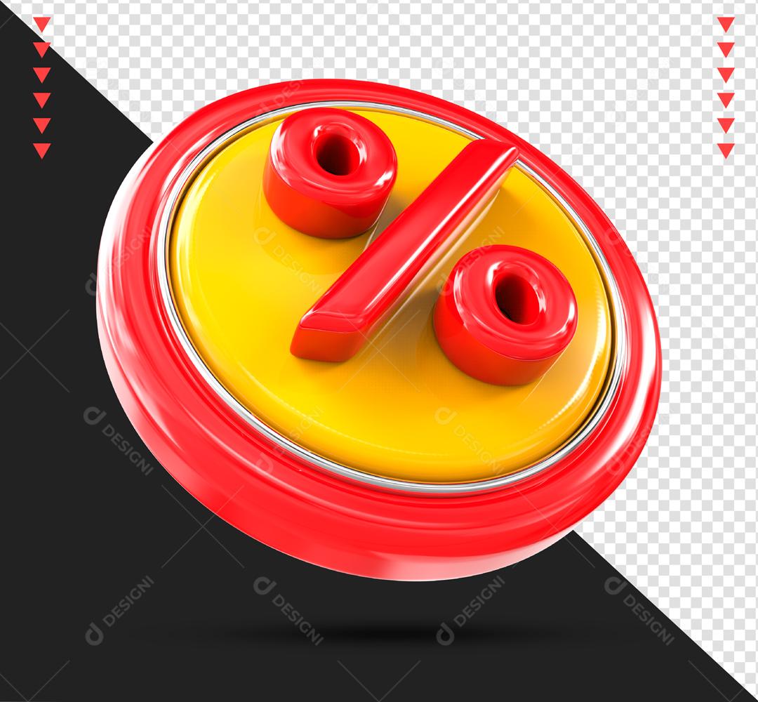 Porcentagem 3D Vermelho e Amarelo Elemento Para Composição PSD