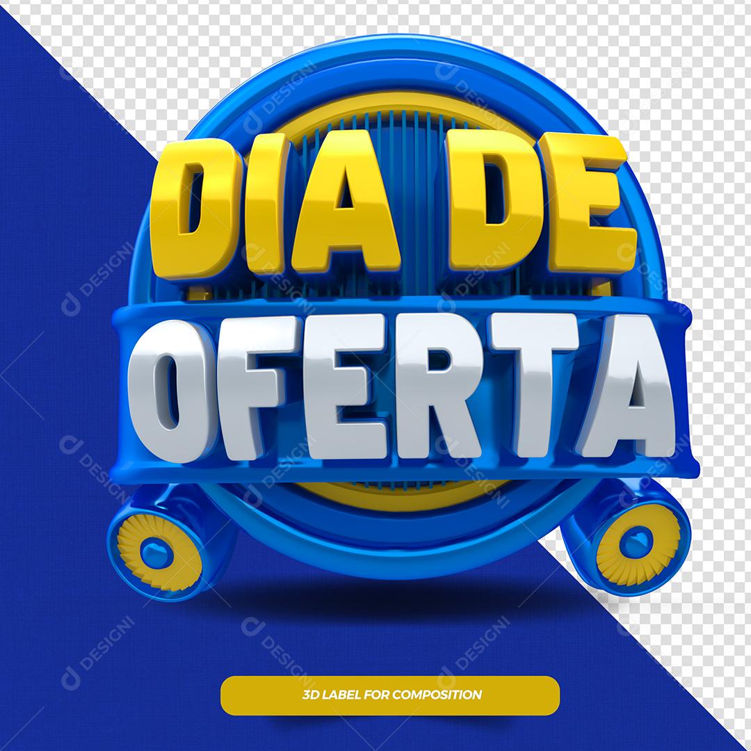 Dia de Oferta Selo 3D Dourado e Branco para Composição PSD