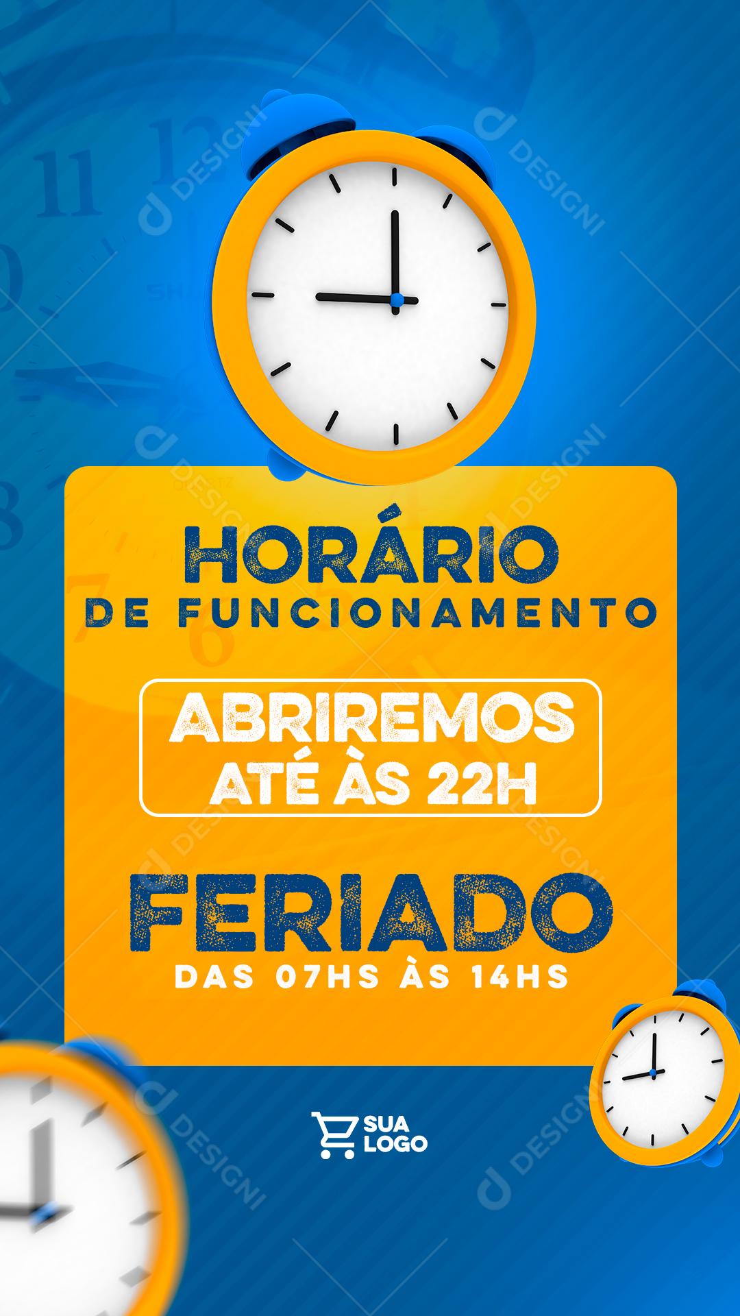 Social Media Horário de Funcionalmente Feriado PSD Editável