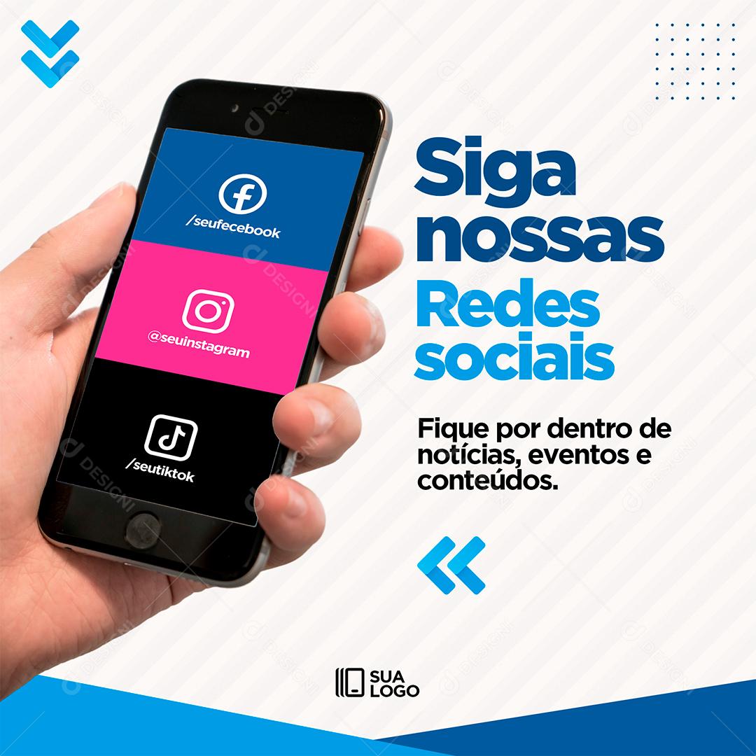 Siga Nossas Redes Sociais Fique Por Dentro Social Media PSD Editável