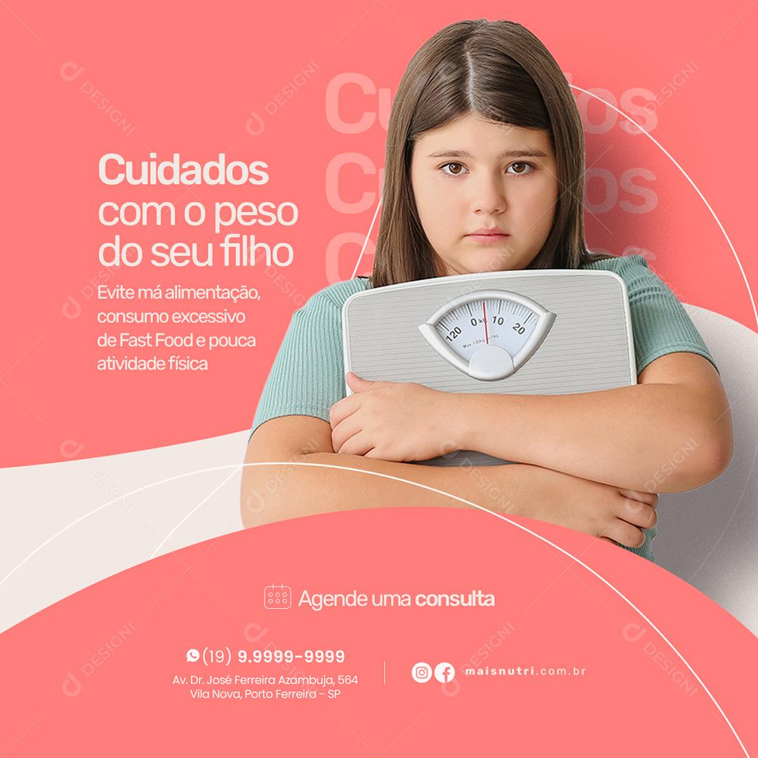 Social Media Cuidados com o peso do Seu Filho Nutricionista PSD Editável
