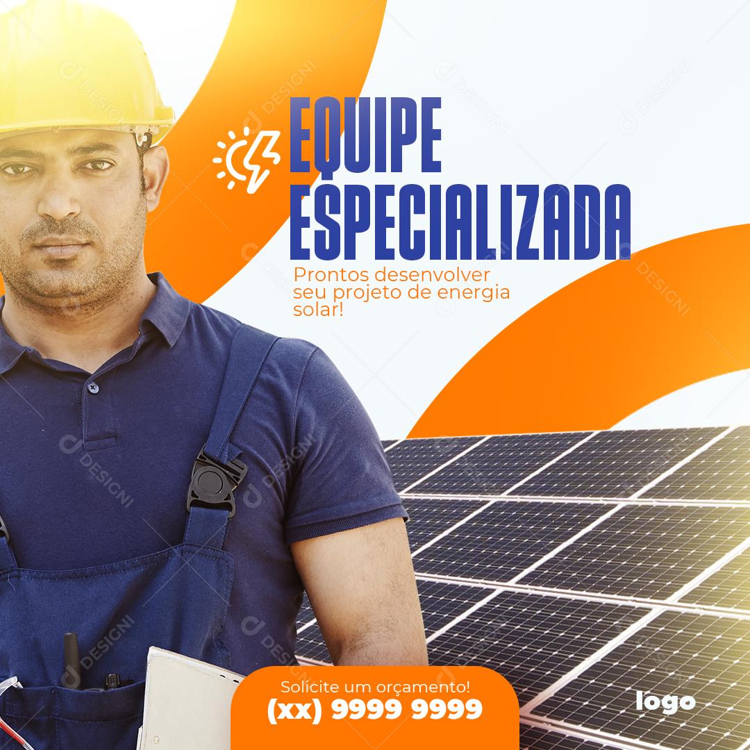Social Media Energia Solar Post Equipe Pronta PSD Editável