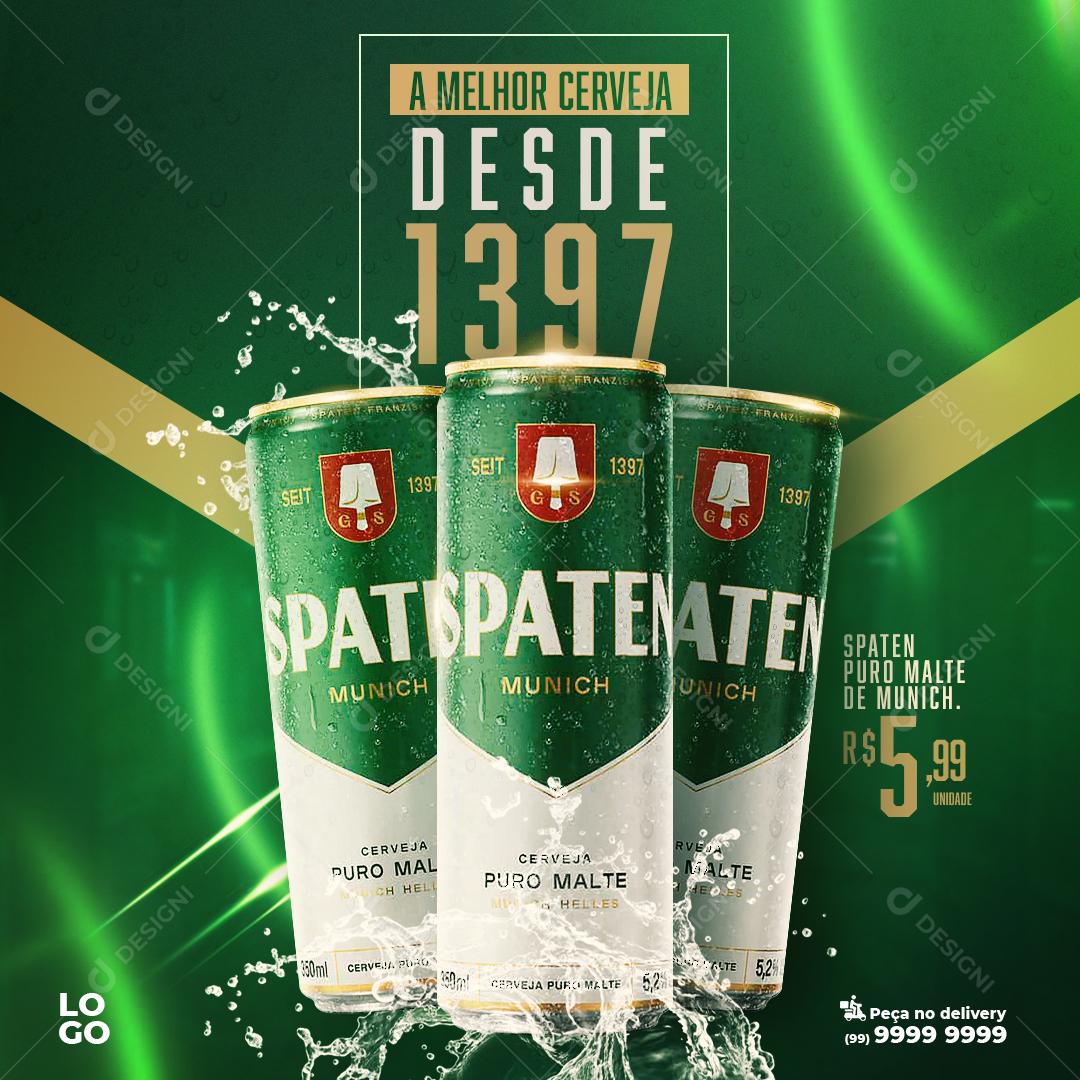 Social Media Post Delivery Spaten a Melhor Cerveja Desde 1397 PSD Editável