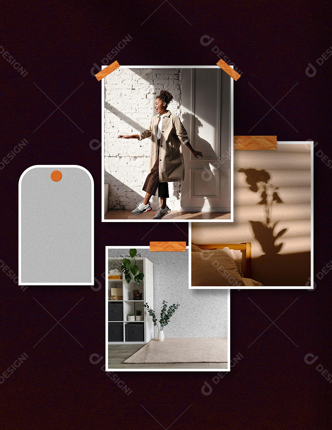 Mockup Quadro De Fotos Branco PSD Editável