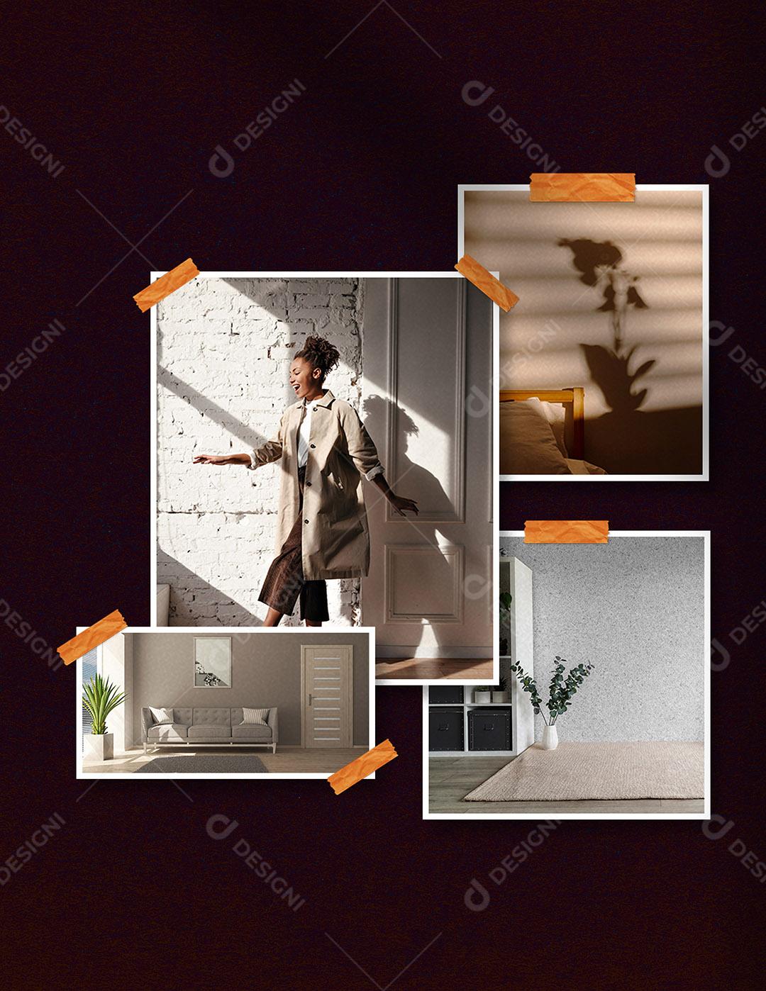 Mockup Quadro De Fotos Branco PSD Editável