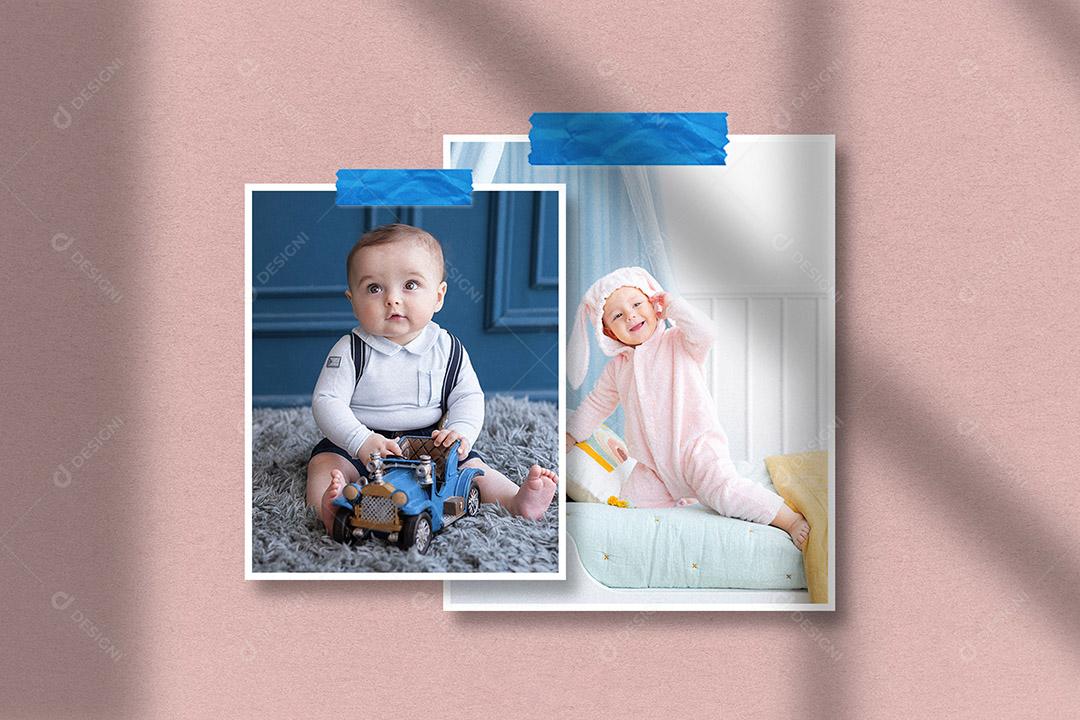 Mockup Quadro De Fotos de bebê PSD Editável