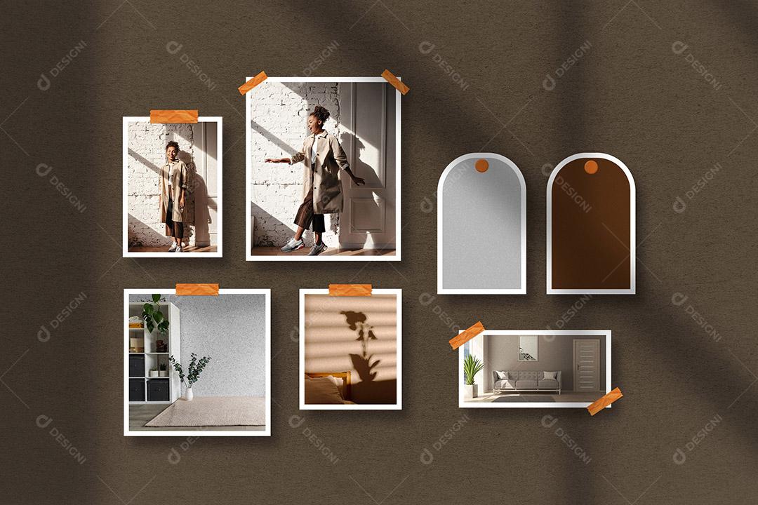 Mockup Quadro De Fotos Branco PSD Editável