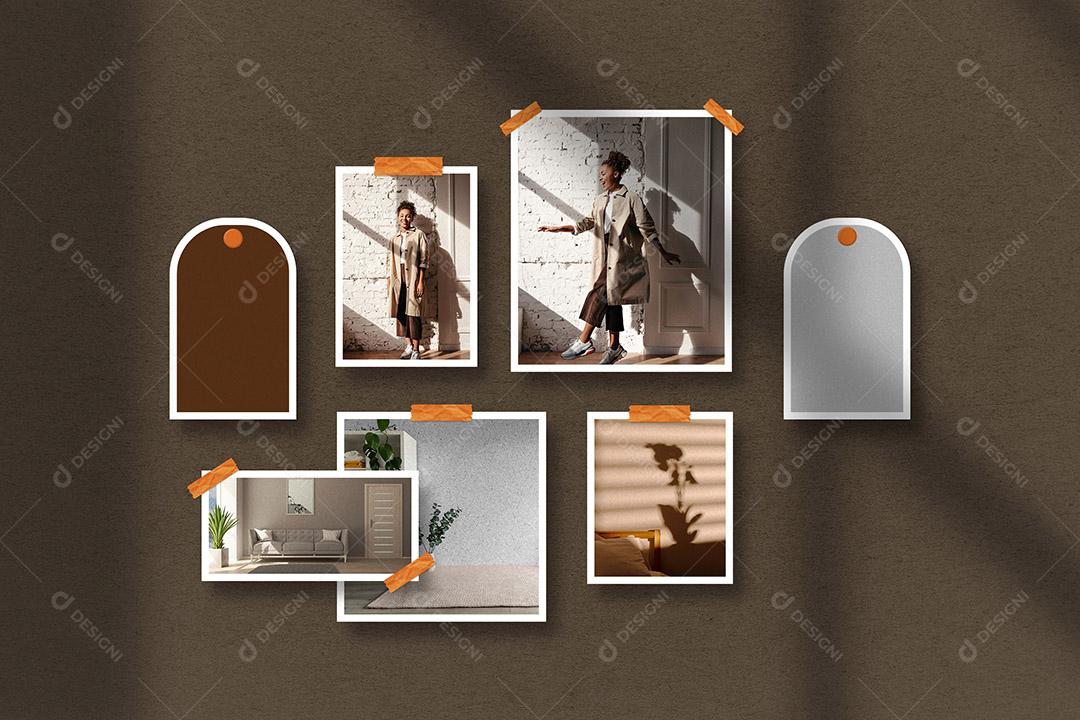 Mockup Quadro De Fotos Branco PSD Editável